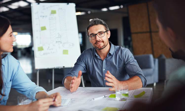 stress and anxiety man at conference room