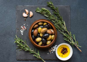 Olives, rosemary and olive oil