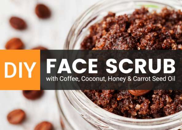 DIY Face Scrub with Coffee, Coconut, Honey And Carrot Seed Oil