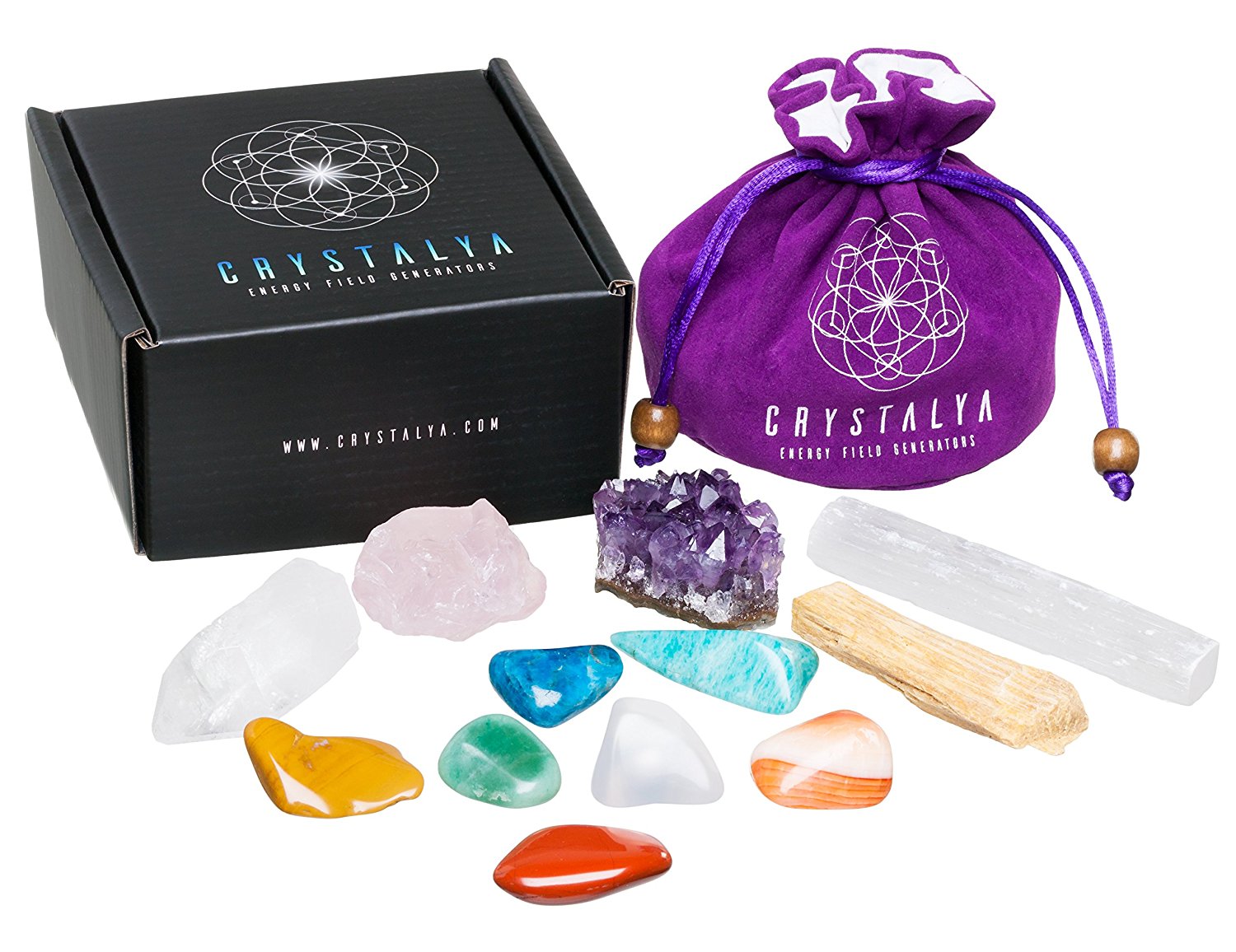 Genuine 7 Chakra Healing Crystals Set / 12 pc Kit